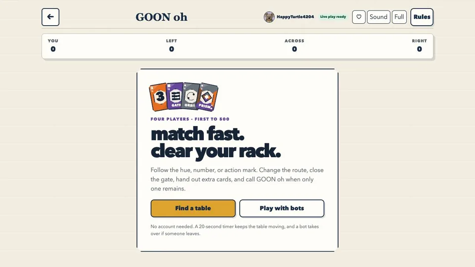 GOON oh browser game in play