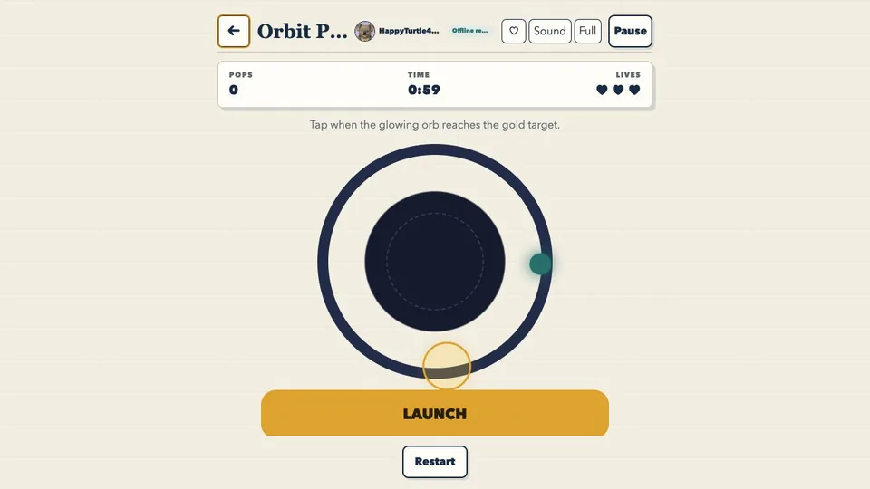 Orbit Pop browser game in play