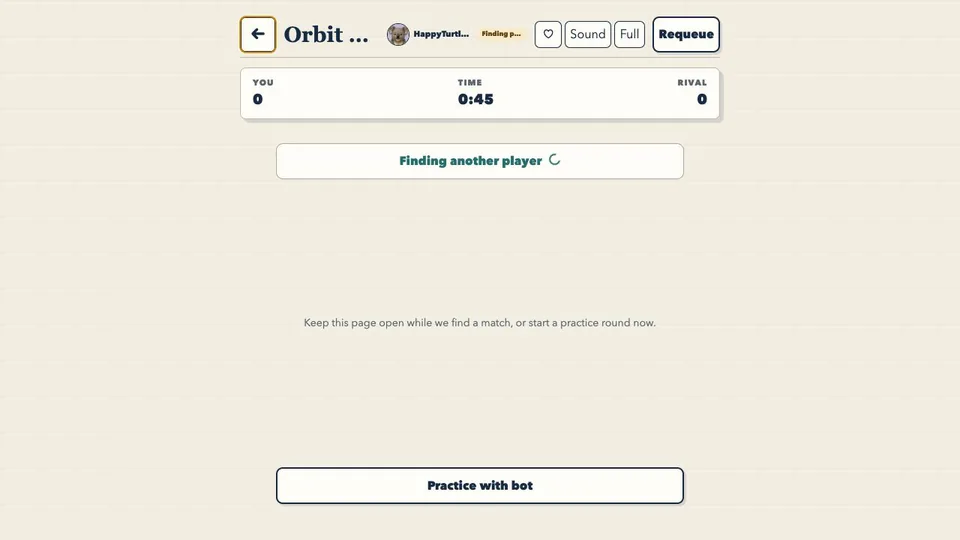 Orbit Race browser game in play