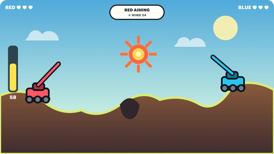 Tank Duel browser game in play